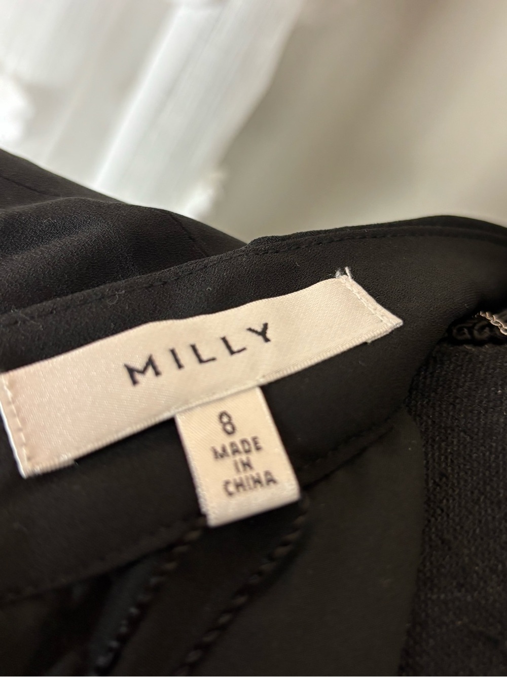 NEW Milly Black Long-Sleeve Pleated-Waist Dress Size 8 - Picture 12 of 15